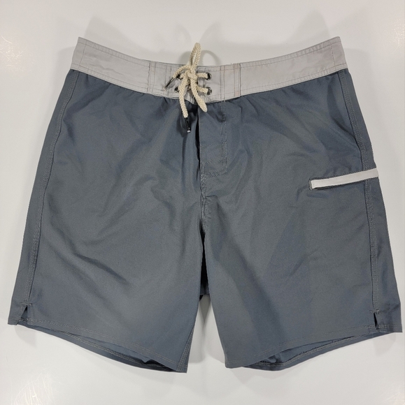 Fair Harbor Swim Trunks Mens 32 Pocket Performance Stretch Board Shorts Gray - Picture 1 of 7
